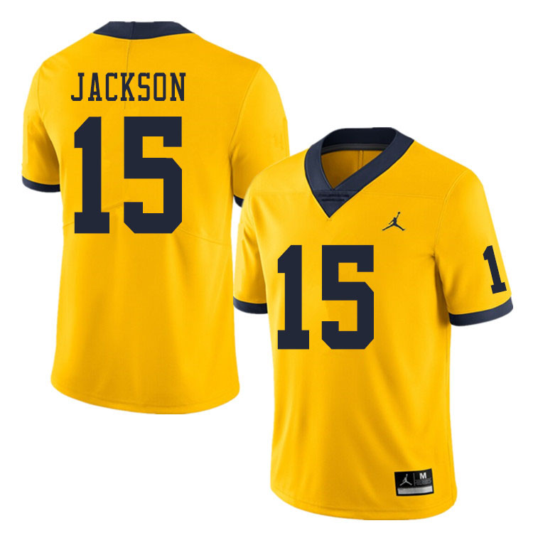 Men #15 Giles Jackson Michigan Wolverines College Football Jerseys Sale-Yellow
